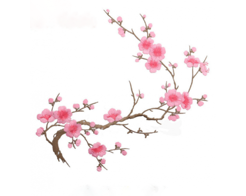 Термоаппликация на одежду Цветы ветка сакуры арт.3887-5 цв.розовый уп.20 шт